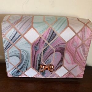 New Ted Baker fabric Clutch w/chain, pastels,Small